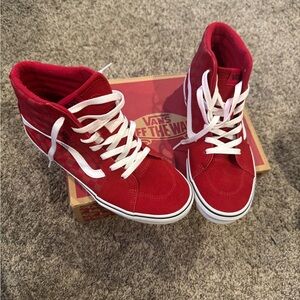 Vans Bold Red High-Tops with White Accents